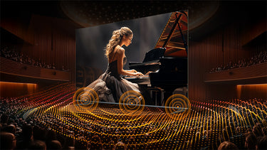 La potencia y nitidez de una barra de sonido, integrada directamente en tu televisor.