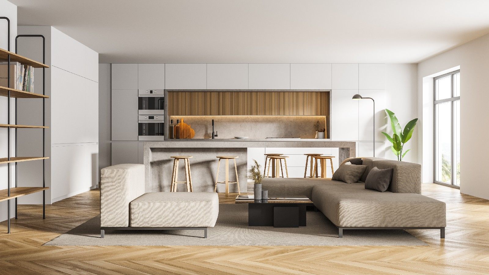 Küche und Esszimmer in einem