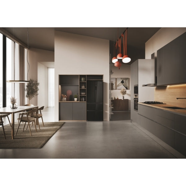 Haier HFR3718ENGB – Frigorifero Americano No Frost 402 L, 4 Porte, Nero, Classe E, Libera Installazione