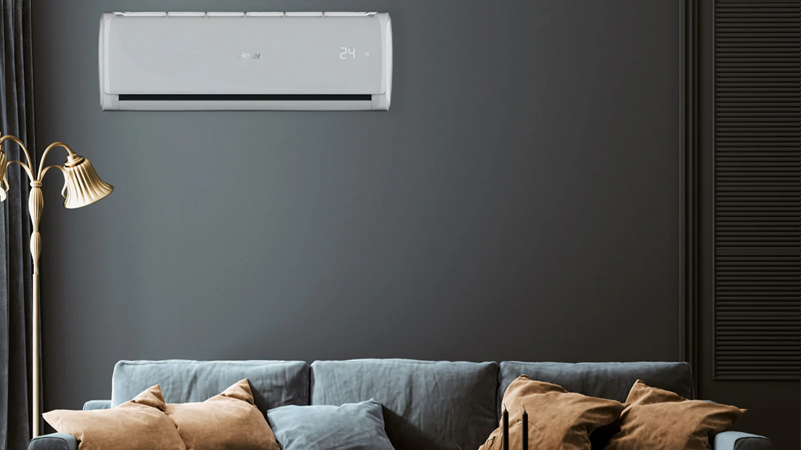 Condizionatore fisso Haier Trendy montato su parete, design compatto e moderno