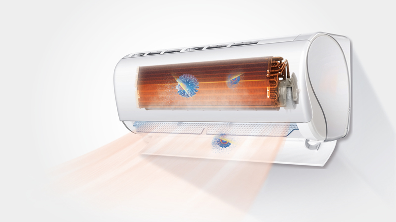 Tecnologia Steri-Clean 56° di Haier che sterilizza lo scambiatore eliminando virus e batteri